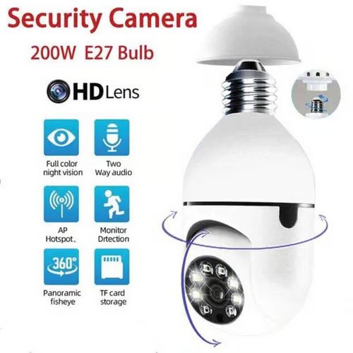 Light Bulb Camera, Home WiFi 360 Degree CCTV Pan IP Camera